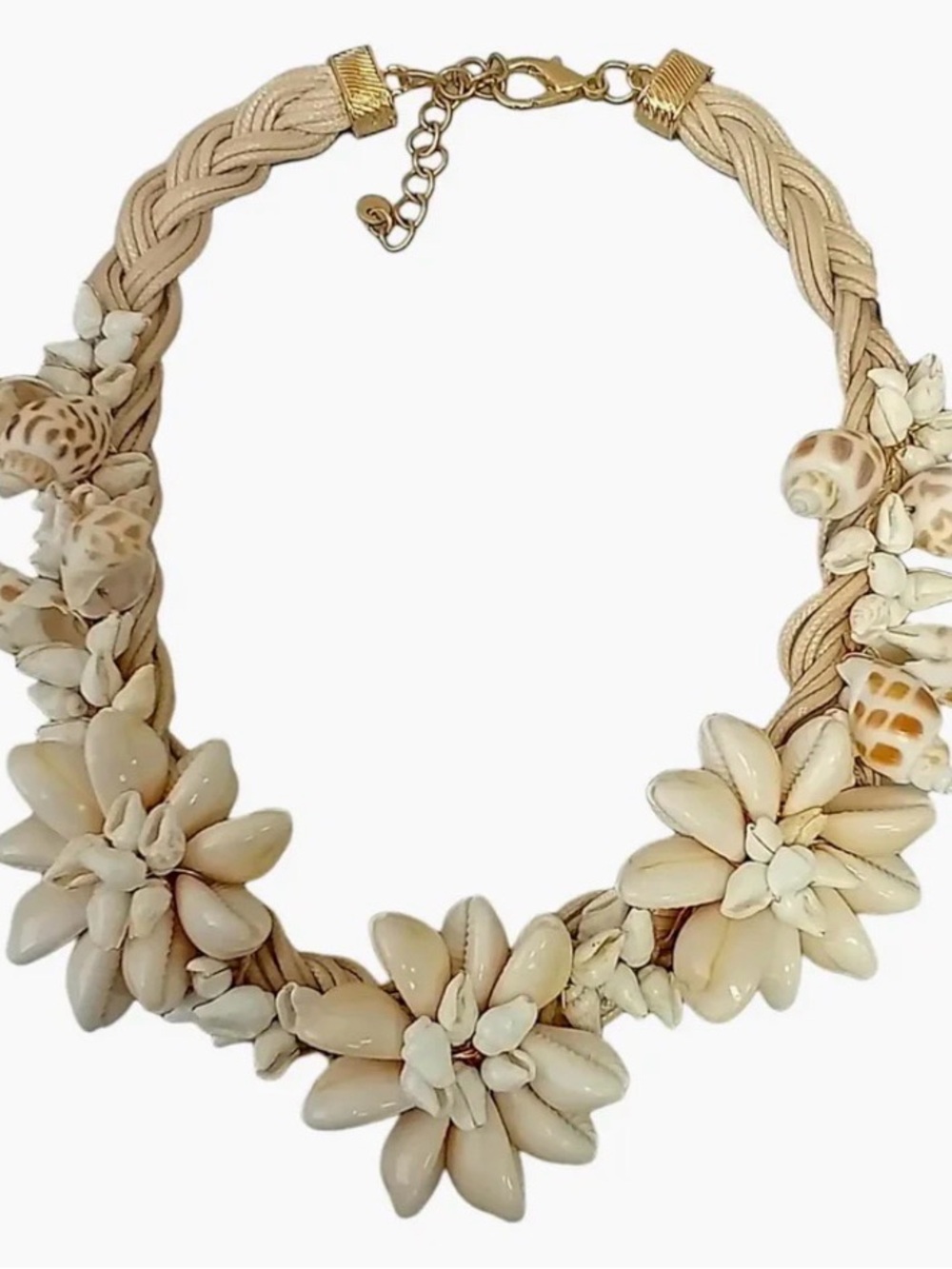 NWT Handcrafted Santorini Cream Shell Flower Statement Necklace - Women Jewelry - Picture 3 of 7